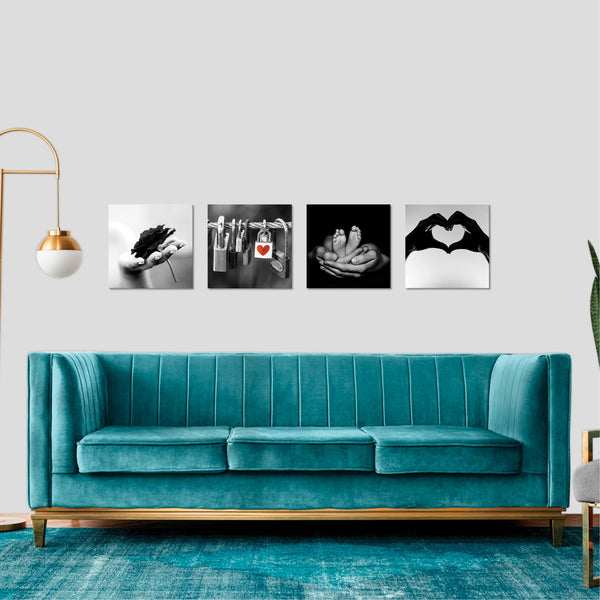 Quadri Stampa su Tela con Telaio in Legno 4 pezzi love amore
