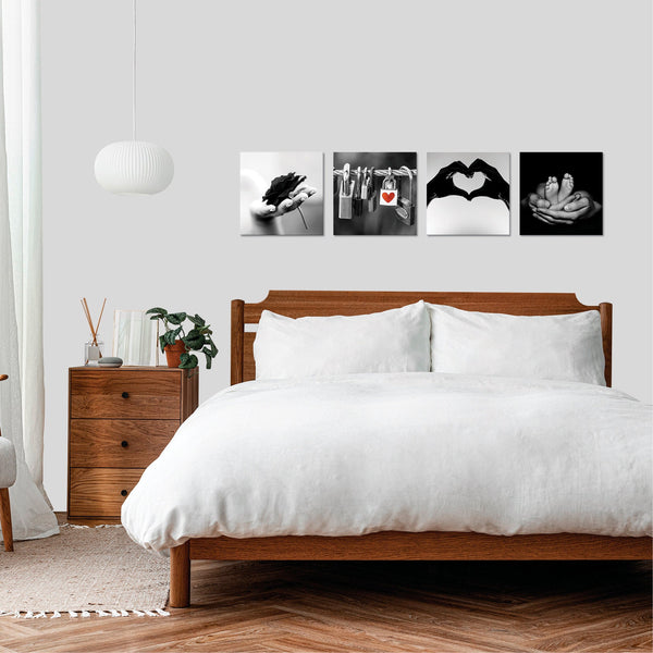 Quadri Stampa su Tela con Telaio in Legno 4 pezzi love amore