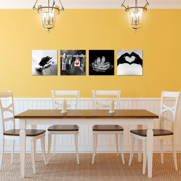 Quadri Stampa su Tela con Telaio in Legno 4 pezzi love amore