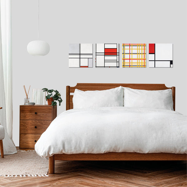 Quadri Stampa su Tela con Telaio in Legno 4 pezzi piet mondrian