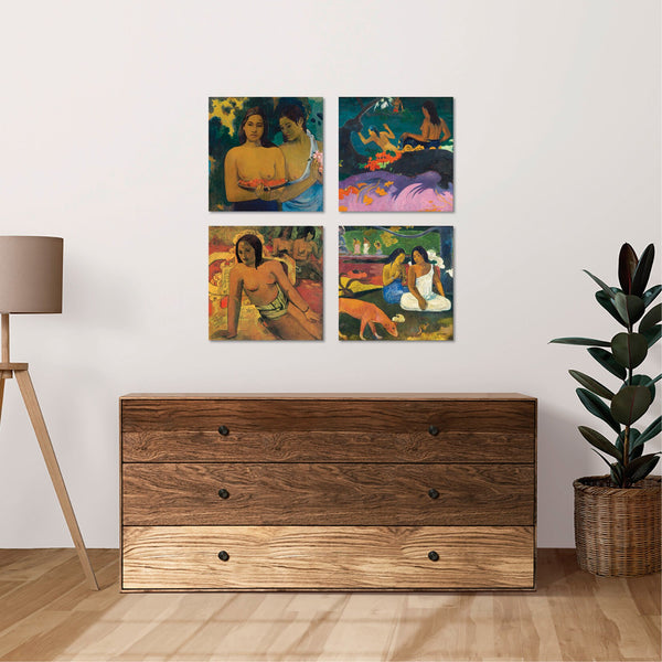 Quadri Stampa su Tela con Telaio in Legno 4 pezzi Paul Gauguin