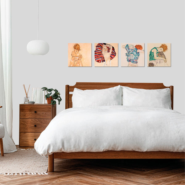 Quadri Stampa su Tela con Telaio in Legno 4 pezzi Egon Schiele
