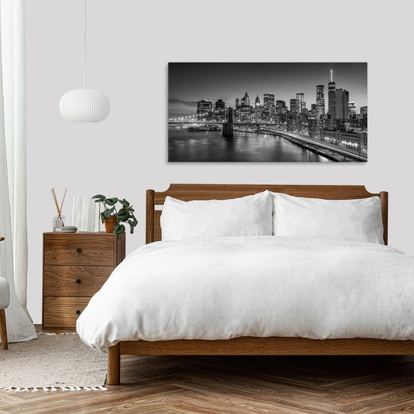 Quadro Stampa su Tela con Telaio in Legno paesaggio new york