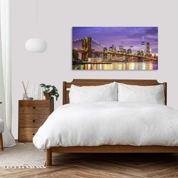 Quadro Stampa su Tela con Telaio in Legno paesaggio new york