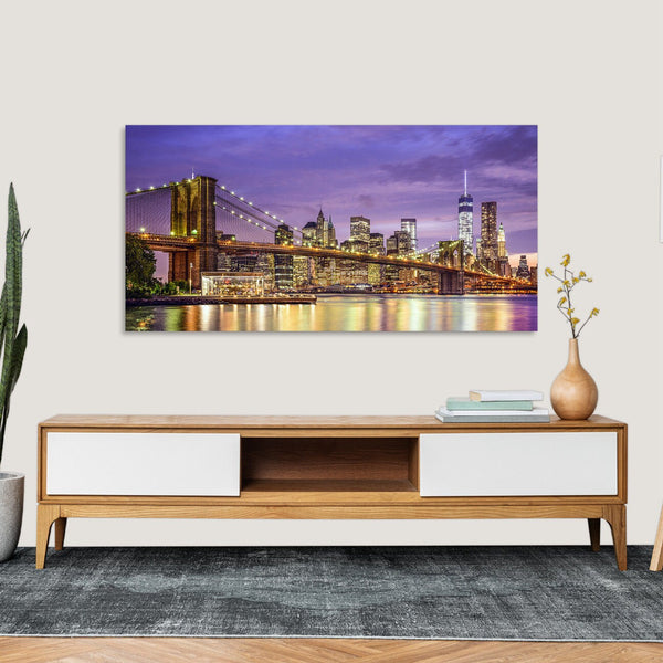 Quadro Stampa su Tela con Telaio in Legno paesaggio new york