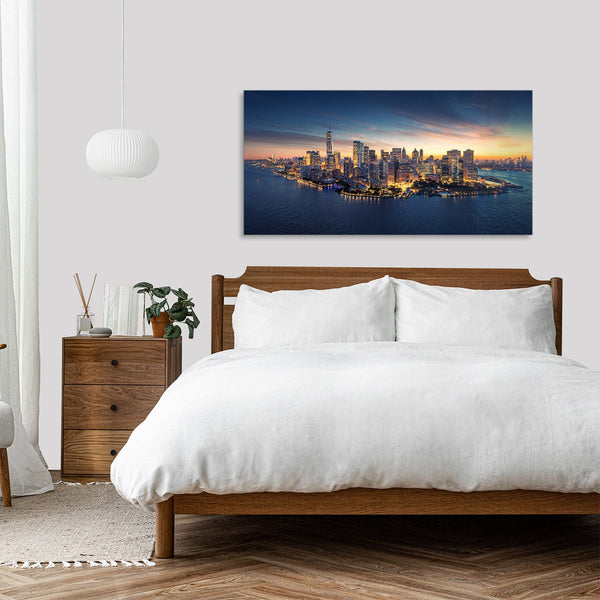 Quadro Stampa su Tela con Telaio in Legno paesaggio new york
