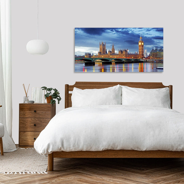 Quadro Stampa su Tela con Telaio in Legno paesaggio londra