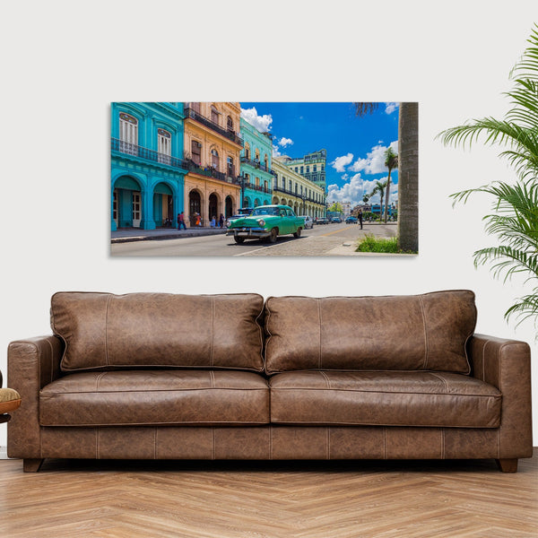 Quadro Stampa su Tela con Telaio in Legno paesaggio l'avana