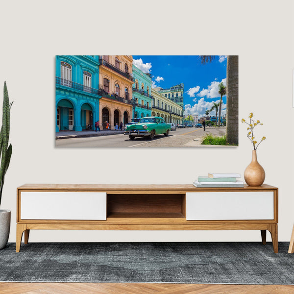 Quadro Stampa su Tela con Telaio in Legno paesaggio l'avana