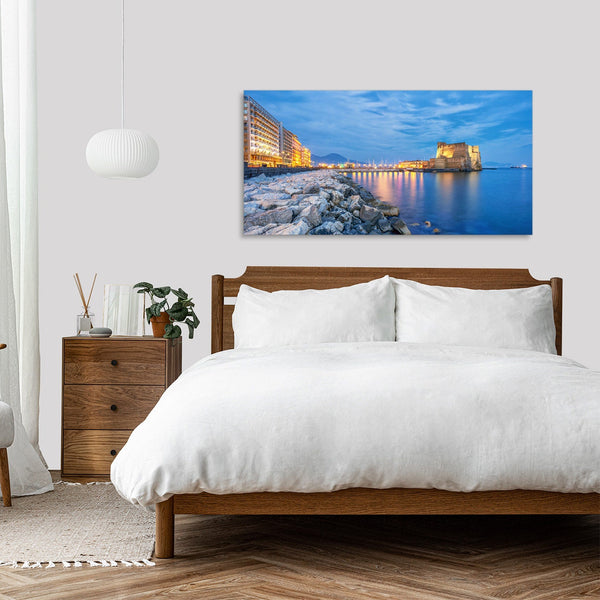 Quadro Stampa su Tela con Telaio in Legno paesaggio napoli