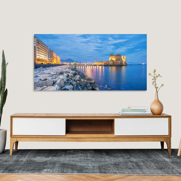 Quadro Stampa su Tela con Telaio in Legno paesaggio napoli