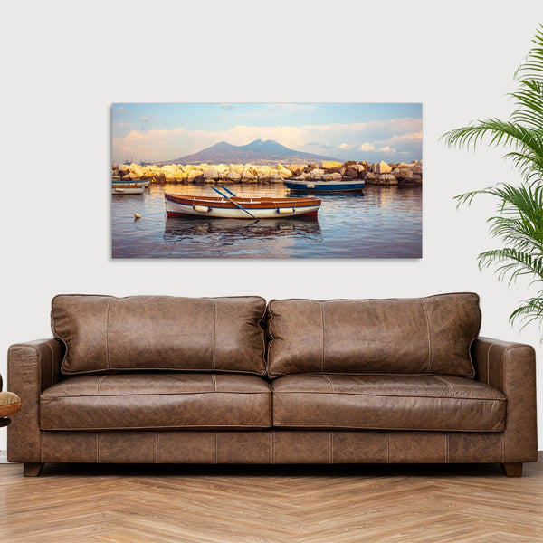 Quadro Stampa su Tela con Telaio in Legno paesaggio napoli