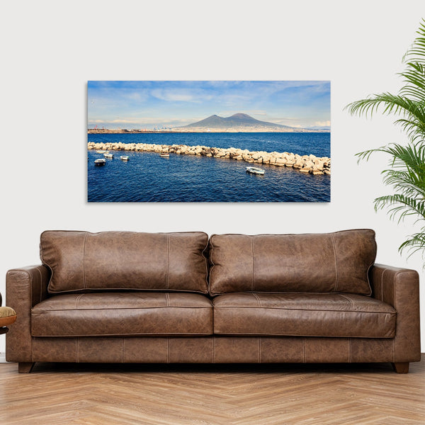 Quadro Stampa su Tela con Telaio in Legno paesaggio napoli