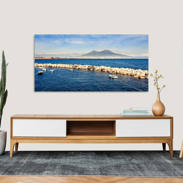 Quadro Stampa su Tela con Telaio in Legno paesaggio napoli