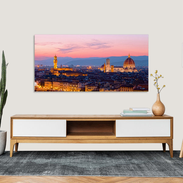 Quadro Stampa su Tela con Telaio in Legno paesaggio firenze