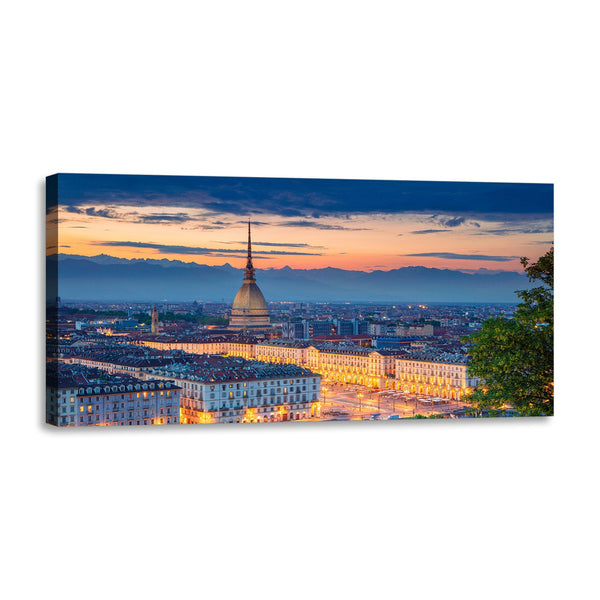 Quadro Stampa su Tela con Telaio in Legno paesaggio torino