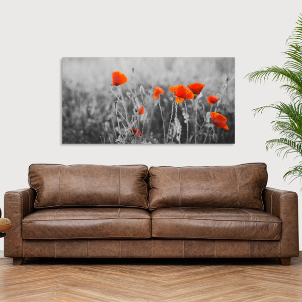 Quadro Stampa su Tela con Telaio in Legno paesaggio fiori