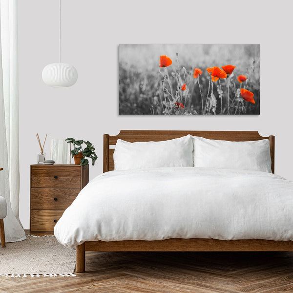 Quadro Stampa su Tela con Telaio in Legno paesaggio fiori