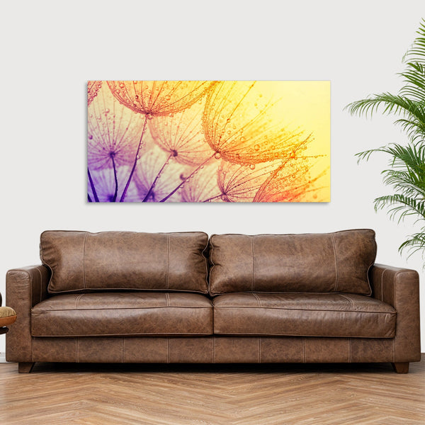 Quadro Stampa su Tela con Telaio in Legno paesaggio fiori
