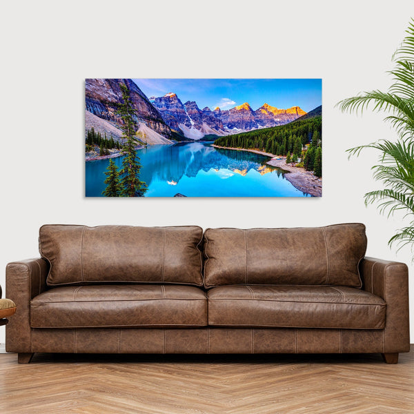 Quadro Stampa su Tela con Telaio in Legno paesaggio montagne