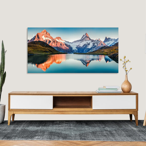Quadro Stampa su Tela con Telaio in Legno paesaggio montagne