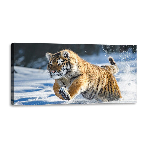 Quadro Stampa su Tela con Telaio in Legno paesaggio tigre
