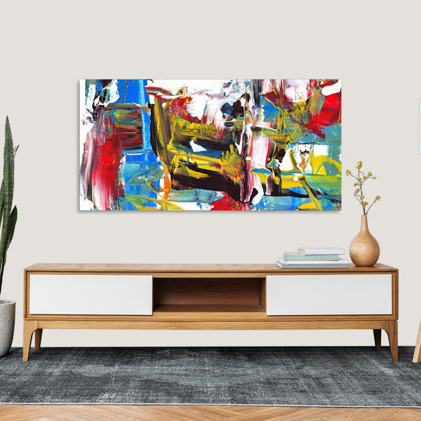 Quadro Stampa su Tela con Telaio in Legno astratto moderno