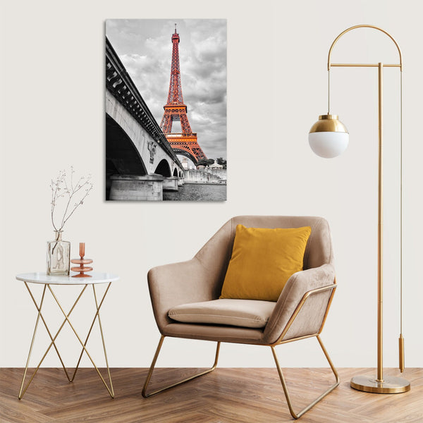 Quadro Stampa su Tela con Telaio in legno panorama parigi