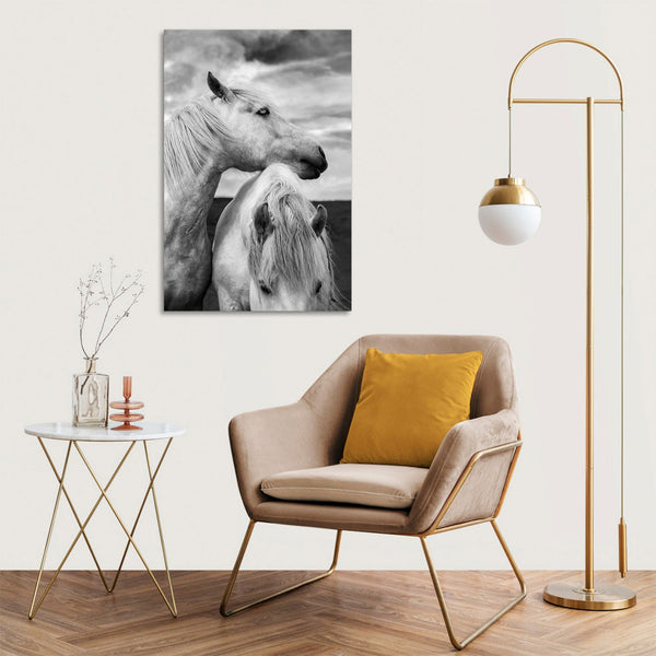 Quadro Stampa su Tela con Telaio in legno cavalli