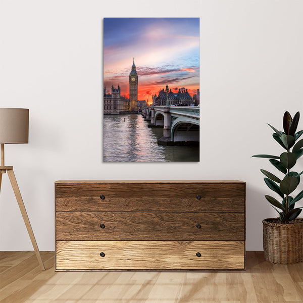 Quadro Stampa su Tela con Telaio in legno panorama londra
