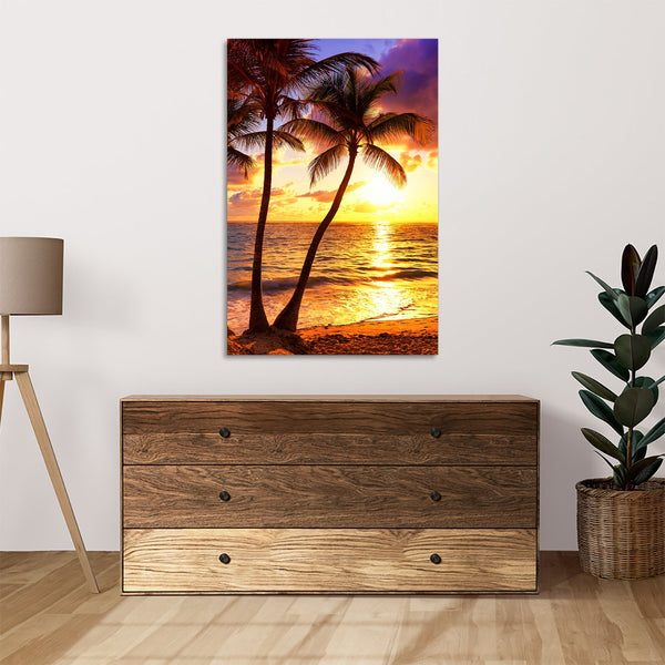 Quadro Stampa su Tela con Telaio in legno panorama isola tropicale