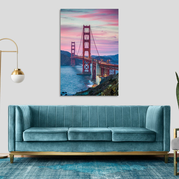 Quadro Stampa su Tela con Telaio in legno panorama san francisco