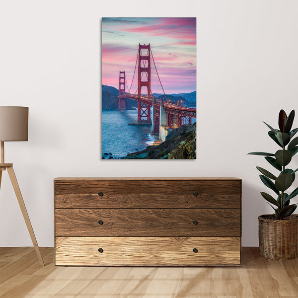 Quadro Stampa su Tela con Telaio in legno panorama san francisco