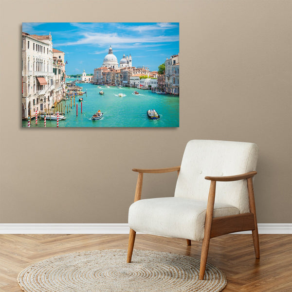 Quadro Stampa su Tela con Telaio in legno panorama venezia