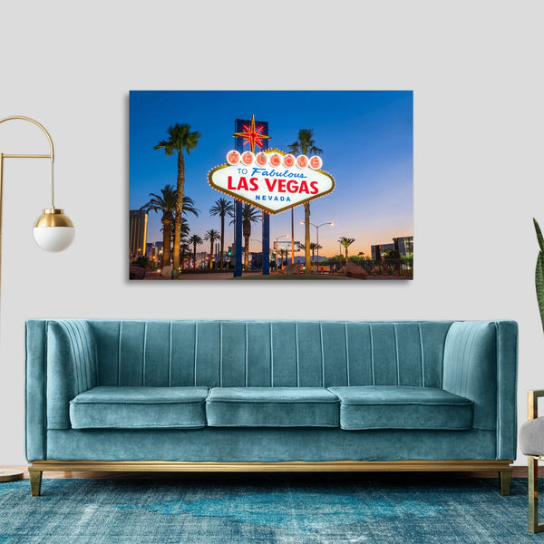 Quadro Stampa su Tela con Telaio in legno panorama las vegas