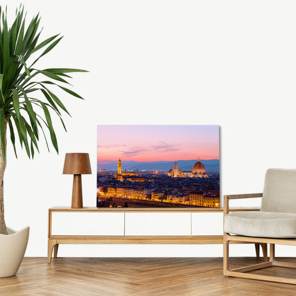 Quadro Stampa su Tela con Telaio in legno panorama firenze