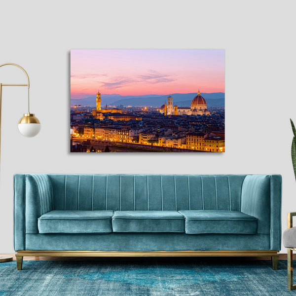 Quadro Stampa su Tela con Telaio in legno panorama firenze
