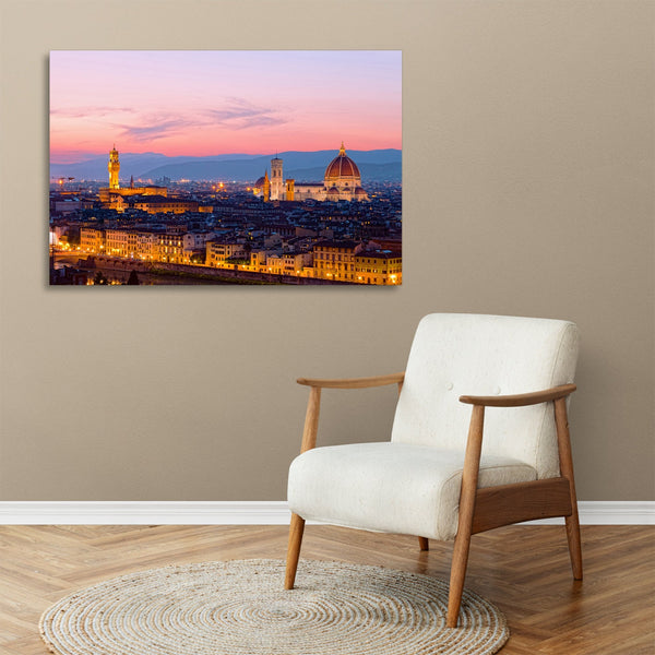 Quadro Stampa su Tela con Telaio in legno panorama firenze