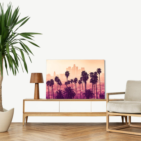 Quadro Stampa su Tela con Telaio in legno panorama los angeles