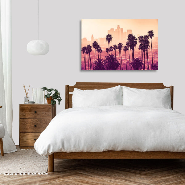 Quadro Stampa su Tela con Telaio in legno panorama los angeles