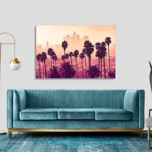 Quadro Stampa su Tela con Telaio in legno panorama los angeles