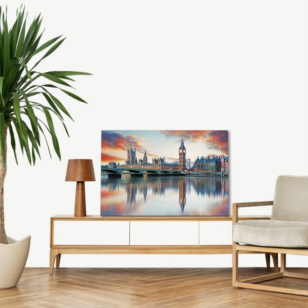Quadro Stampa su Tela con Telaio in legno panorama londra