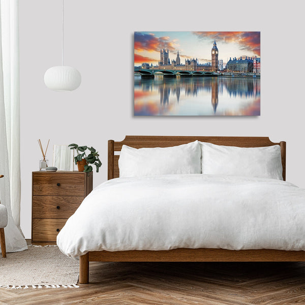 Quadro Stampa su Tela con Telaio in legno panorama londra