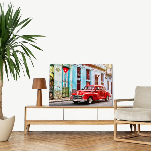 Quadro Stampa su Tela con Telaio in legno panorama L'Avana