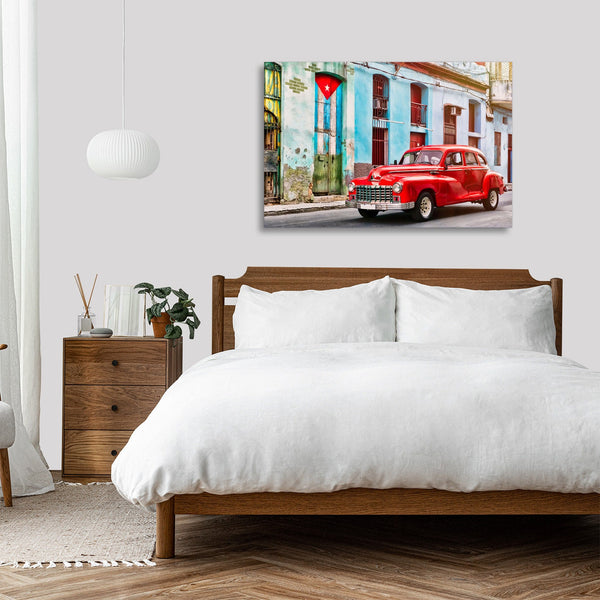 Quadro Stampa su Tela con Telaio in legno panorama L'Avana