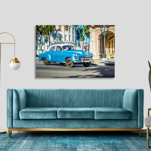 Quadro Stampa su Tela con Telaio in legno panorama L'Avana