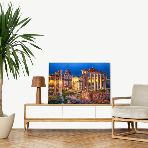 Quadro Stampa su Tela con Telaio in legno panorama roma