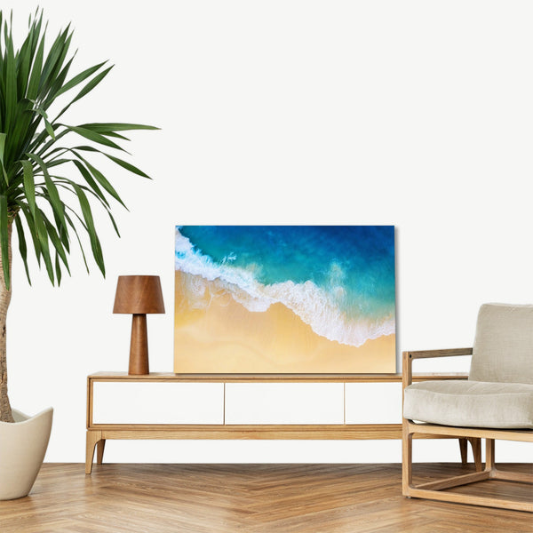Quadro Stampa su Tela con Telaio in legno panorama mare spiaggia