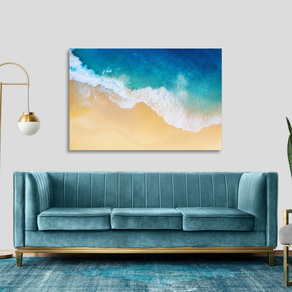 Quadro Stampa su Tela con Telaio in legno panorama mare spiaggia