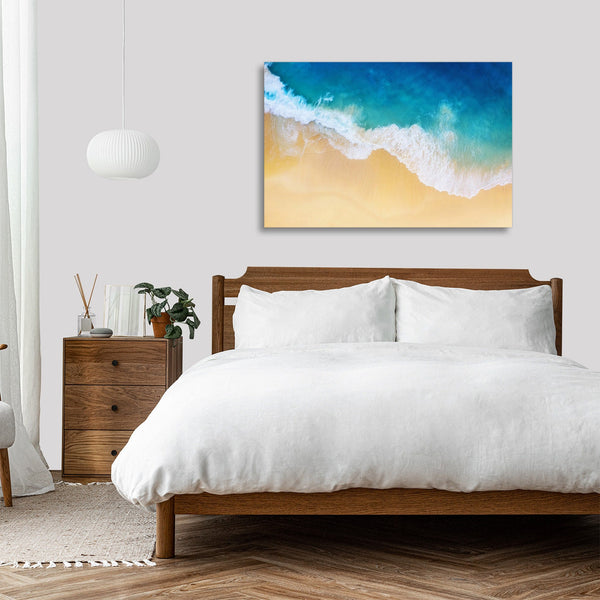 Quadro Stampa su Tela con Telaio in legno panorama mare spiaggia